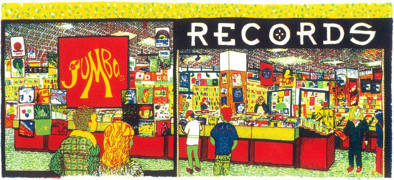 Jumbo Records, Leeds screenprint by Simon Lewis