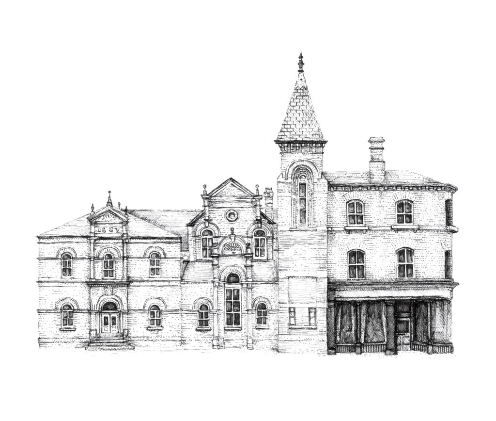 Drawing of Woodhouse Lane, one of Leeds Conservatoire buildings